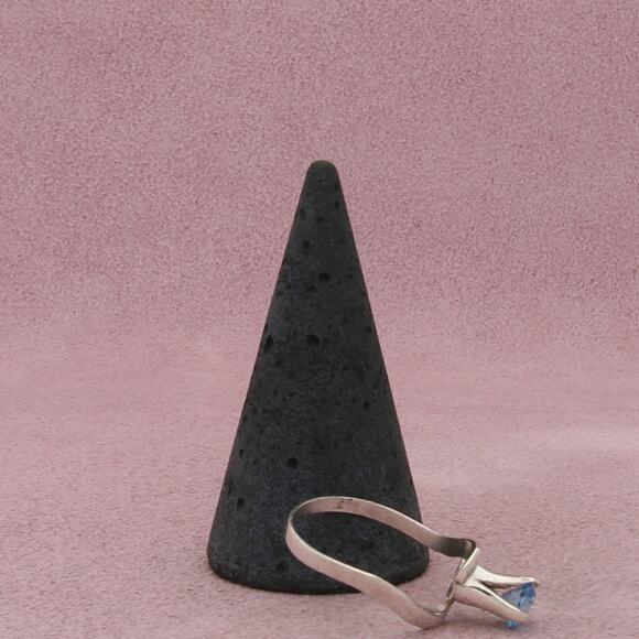 sterling silver vintage round-cut blue cz ring size 9 - Picture 3 of 3